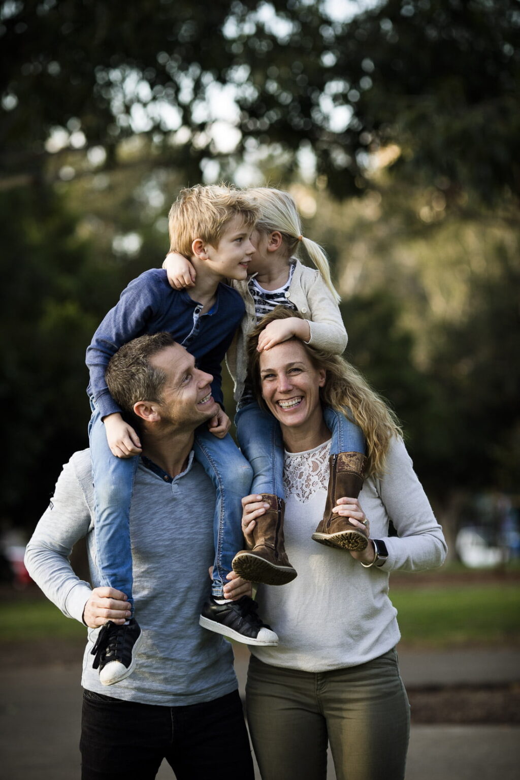 family portrait outdoors in park